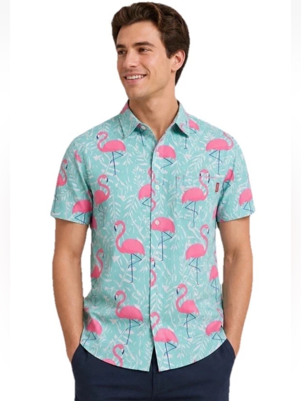 RSVLTS Dare Mighty Things FLAMINGO Shirt All Over Print Men’s S Summer Poolside